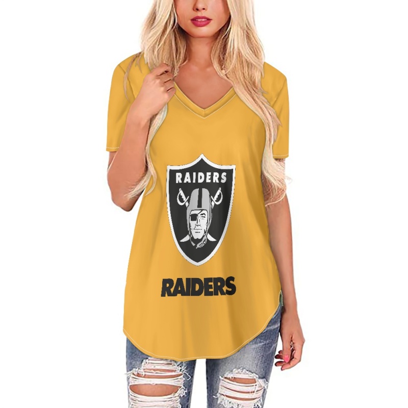 Las Vegas Raiders Off-shoulder V-neck women's long-sleeved T-shirt-3