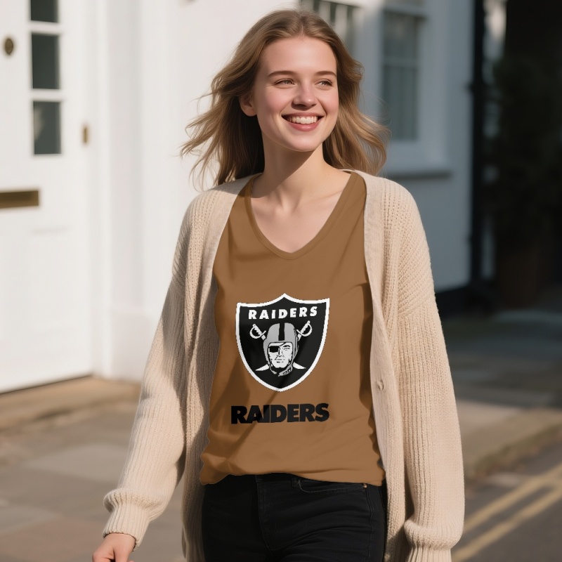 Las Vegas Raiders Off-shoulder V-neck women's long-sleeved T-shirt-3