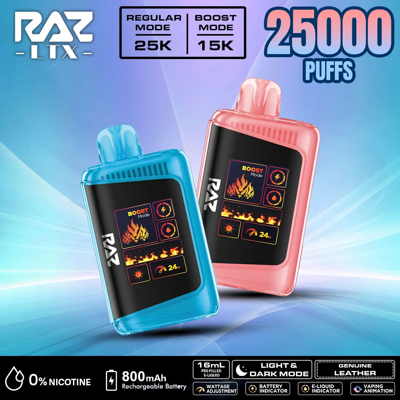 (🔥Clearance Sale 2 pcs - $13) RAZ Zero Nicotine Vape LTX 25000 (DC25000) Disposable Vape - 0% Nicotine Free - 2,5000 Puffs Raz Vape Flavors - JNR Vape US