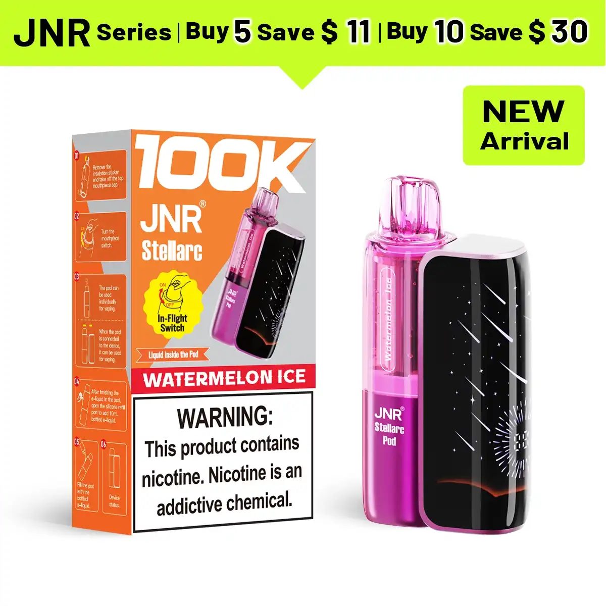 JNR Stellarc 100K Puffs Kit - Refillable & Replaceable Pod Vape