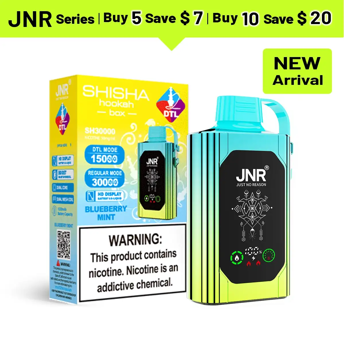 JNR Shisha Hookah Box 30K Disposable Vape