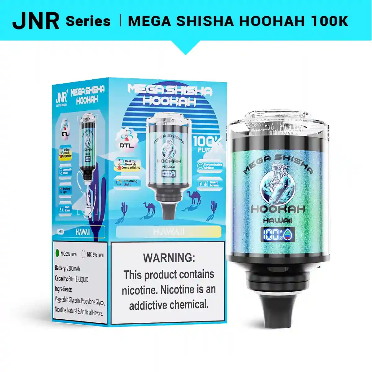 JNR Mega Shisha Hookah 100K Disposable Vape