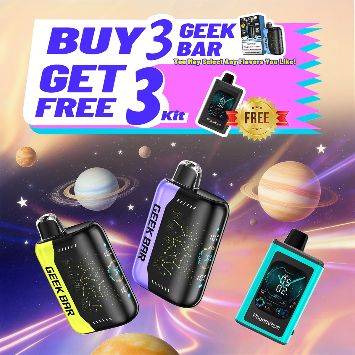 【Buy 3 Get 3 Free】GEEK BAR Pulse X 25K Combo sales