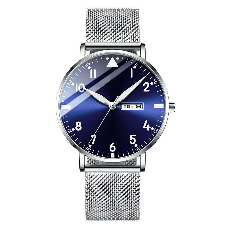 Business fashion men's watch Luminous leather steel band waterproof quartz watch