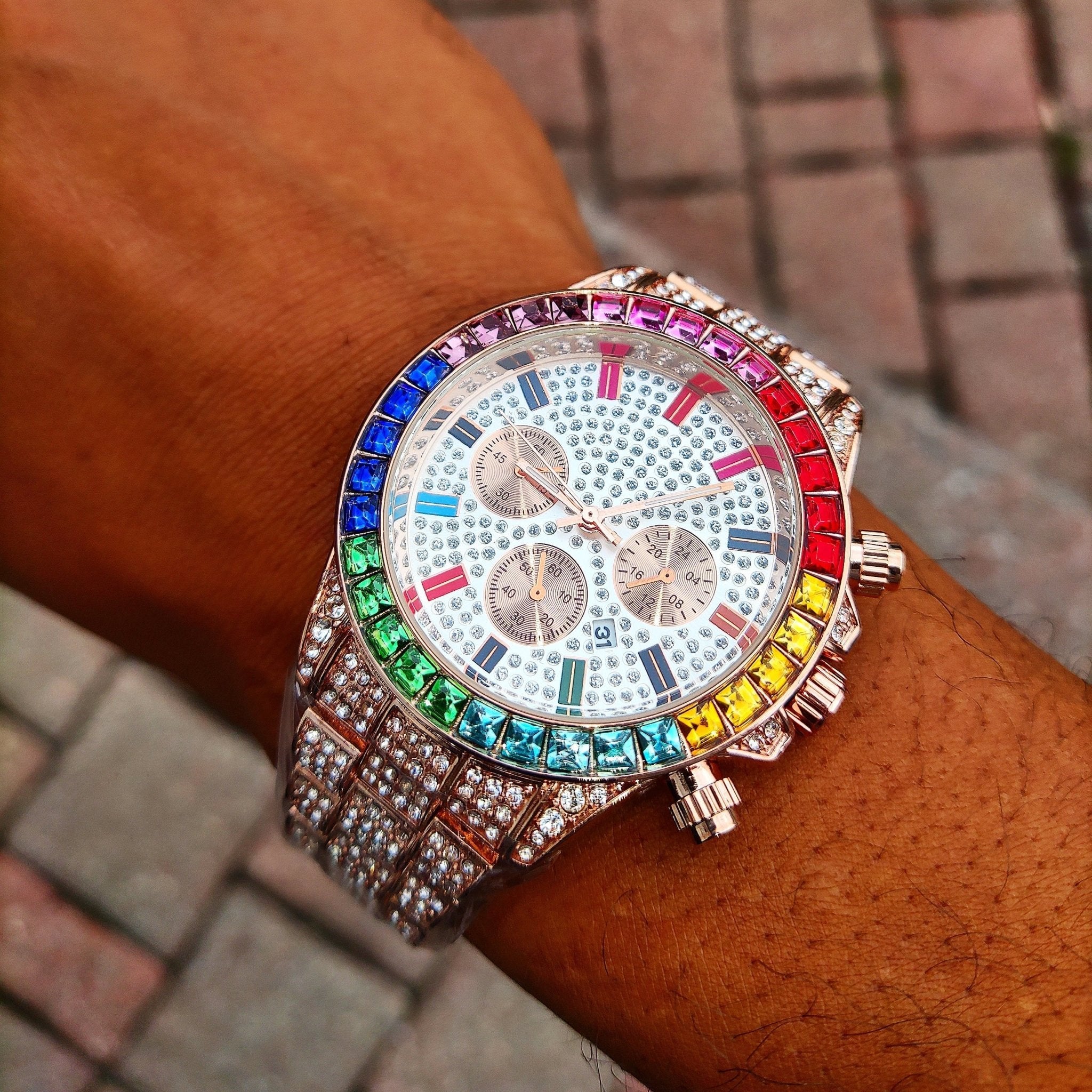 18K Gold Rainbow Diamond Watch