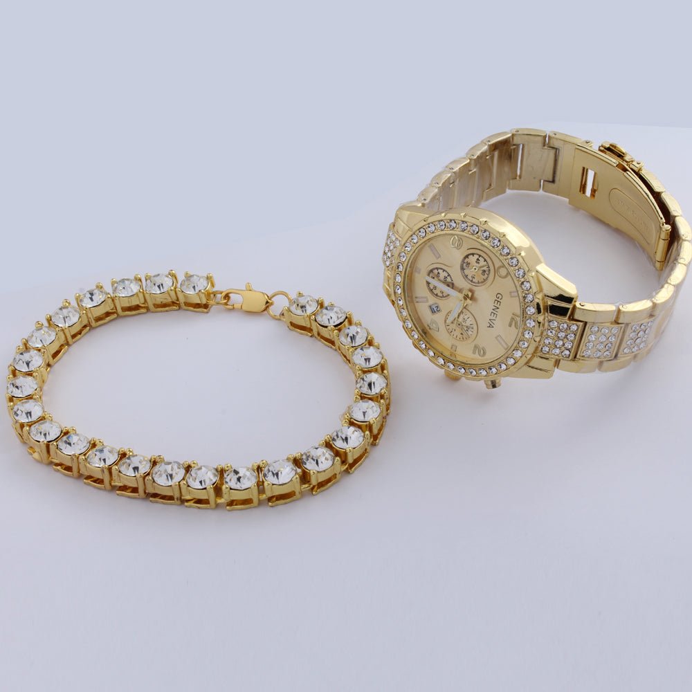 18k Gold Diamond Icy Watch Set