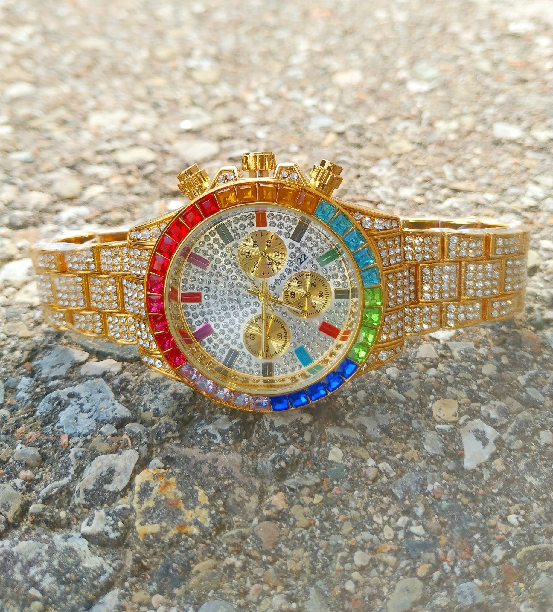 18K Gold Rainbow Diamond Watch