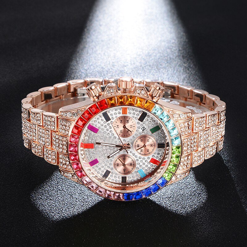 18K Gold Rainbow Diamond Watch