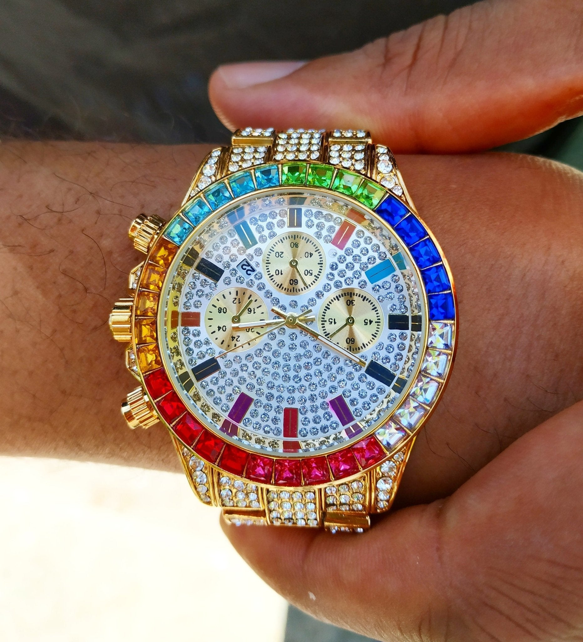 18K Gold Rainbow Diamond Watch