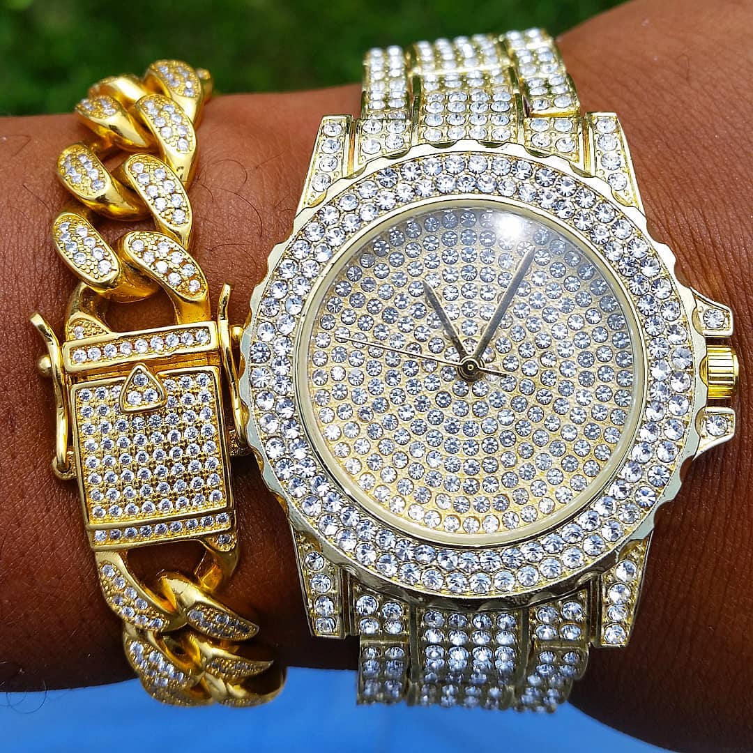 18K Gold Frozen Watch