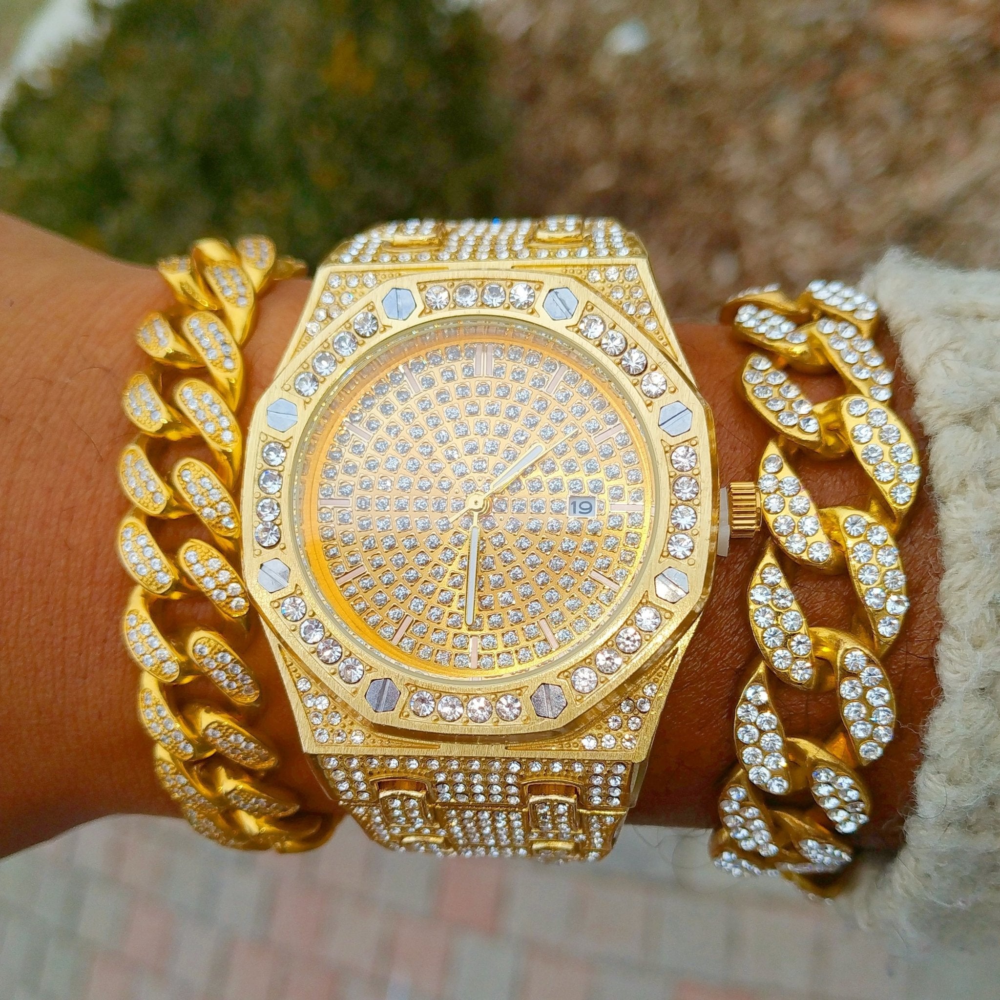 18K Gold Diamond Drip Watch