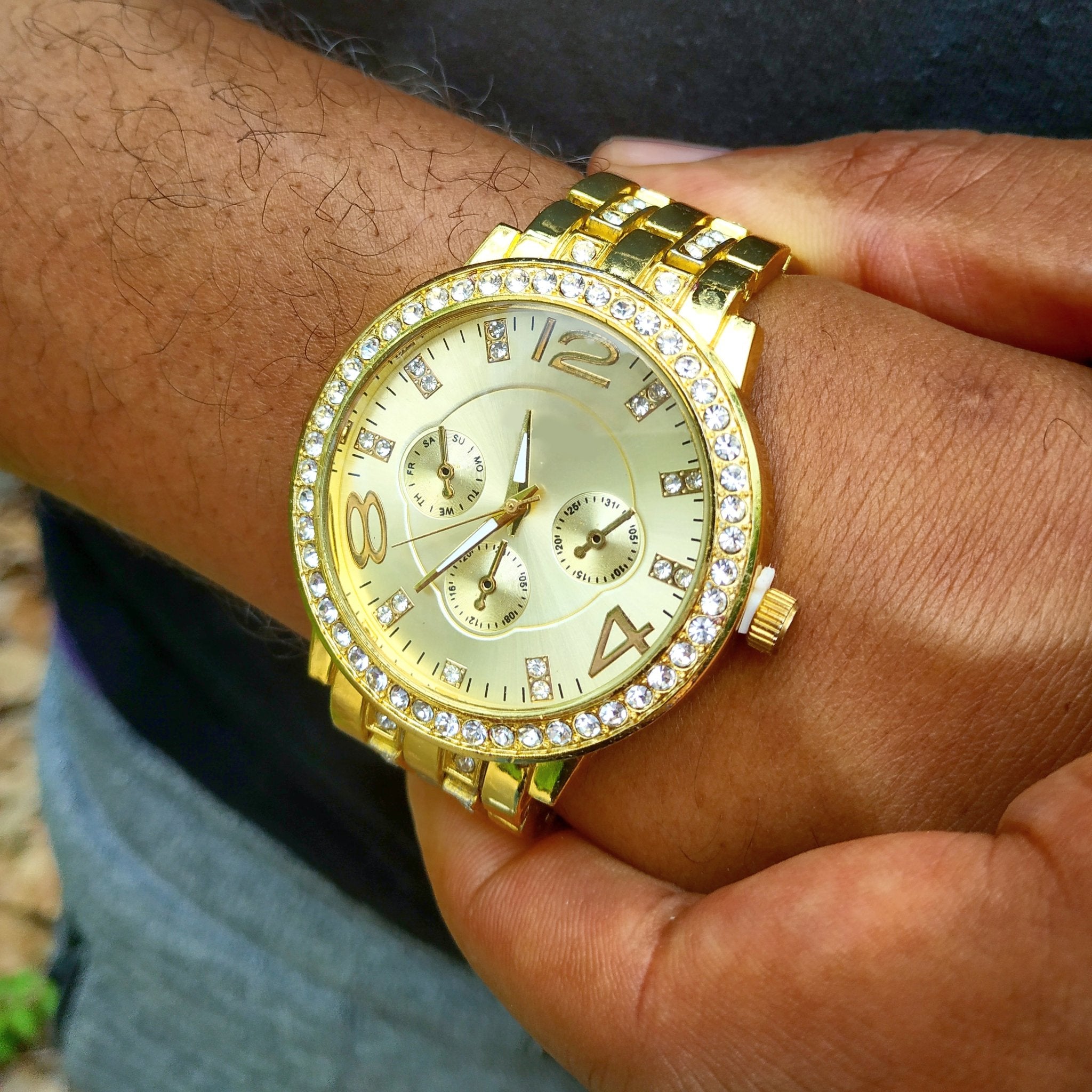 18K Gold Diamond Face Watch 2