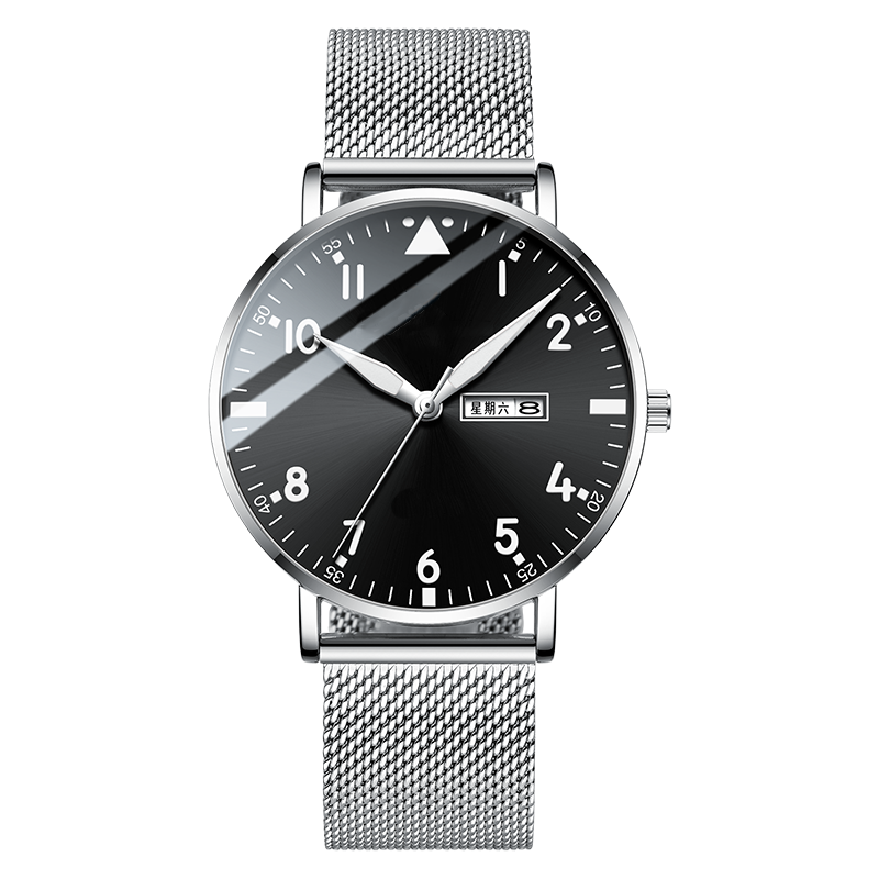 Business fashion men's watch Luminous leather steel band waterproof quartz watch