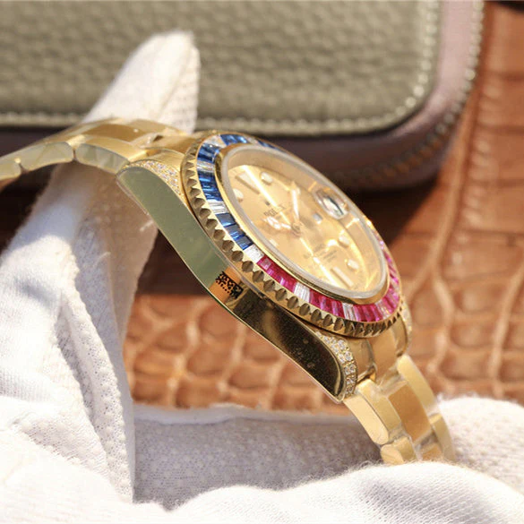 SUBMARINER GOLDEN BLUE / RED DIAMOND GOLD DIAL 40MM Super