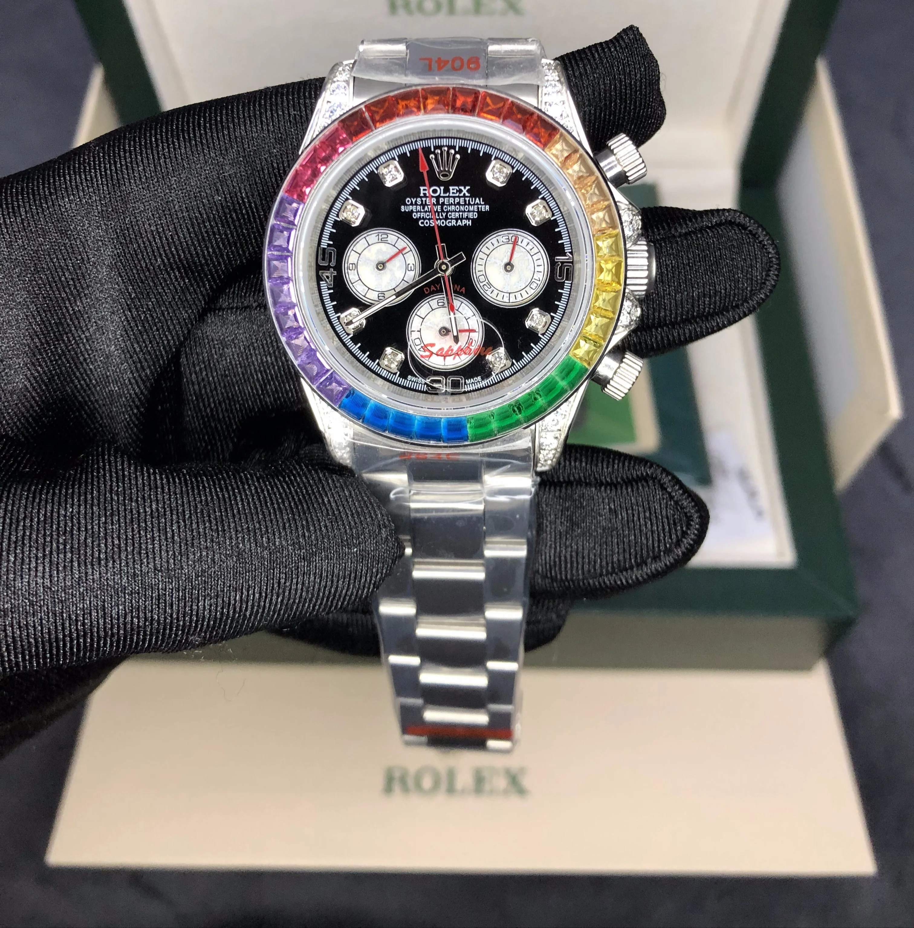 DAYTONA RAINBOW DIAMOND SILVER STAINLESS STEEL 40MM Super