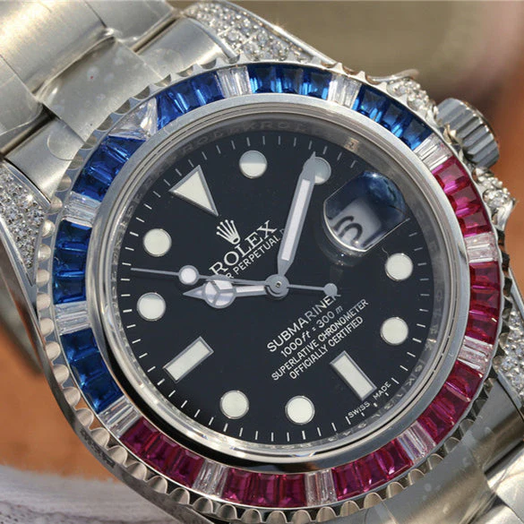 SUBMARINER SILVER BLUE / RED DIAMOND 40MM Super