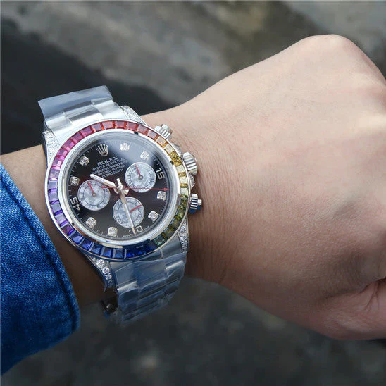 DAYTONA RAINBOW DIAMOND SILVER STAINLESS STEEL 40MM Super