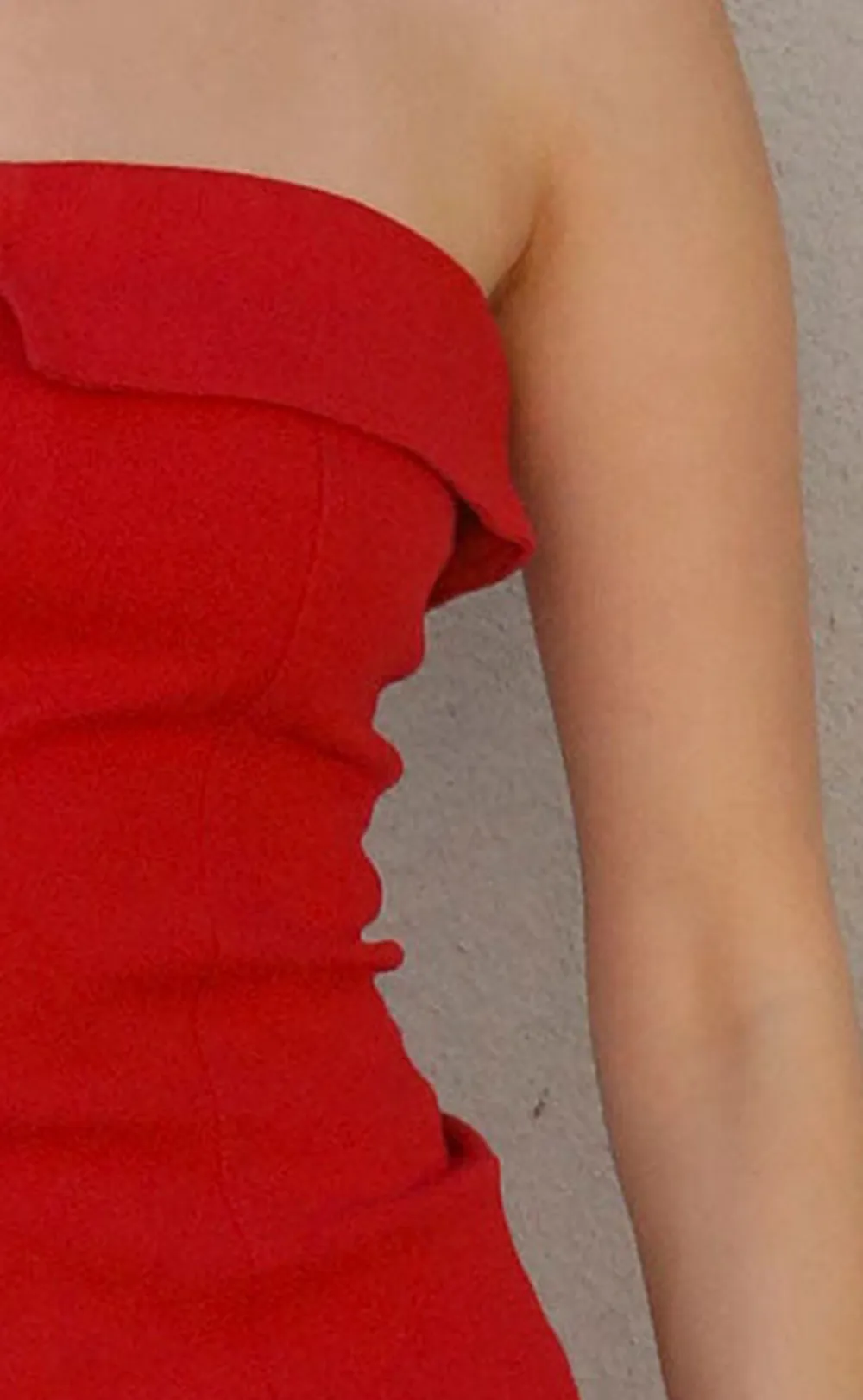 Red Strapless Zipper Mini Dress