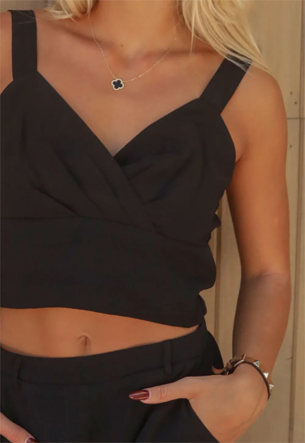 Wrap Style Crop Top and Shorts Set