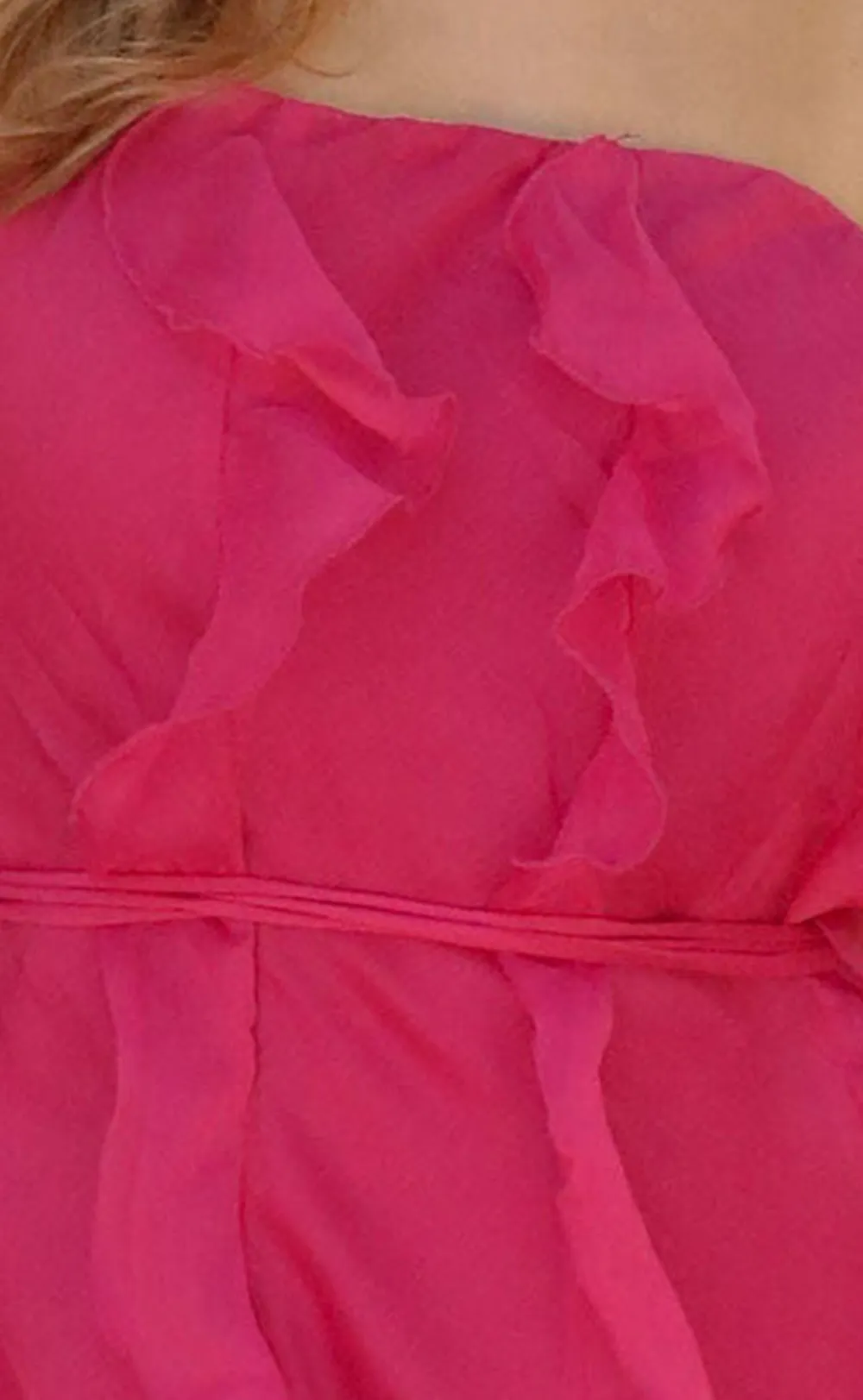 Coral Ruffled Strapless Maxi Dress