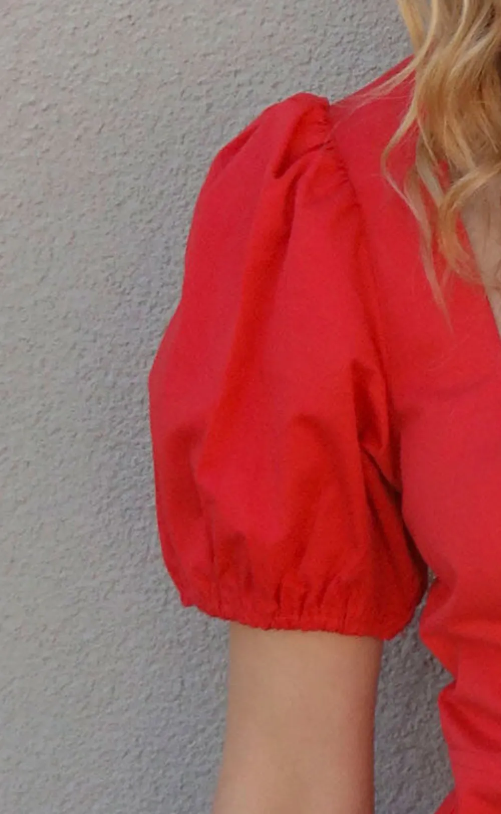 Red Puff Sleeve Square Neck Mini Dress