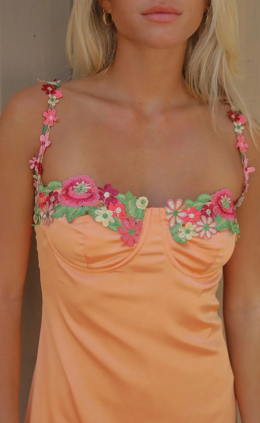 Floral Embellished Strappy Mini Dress