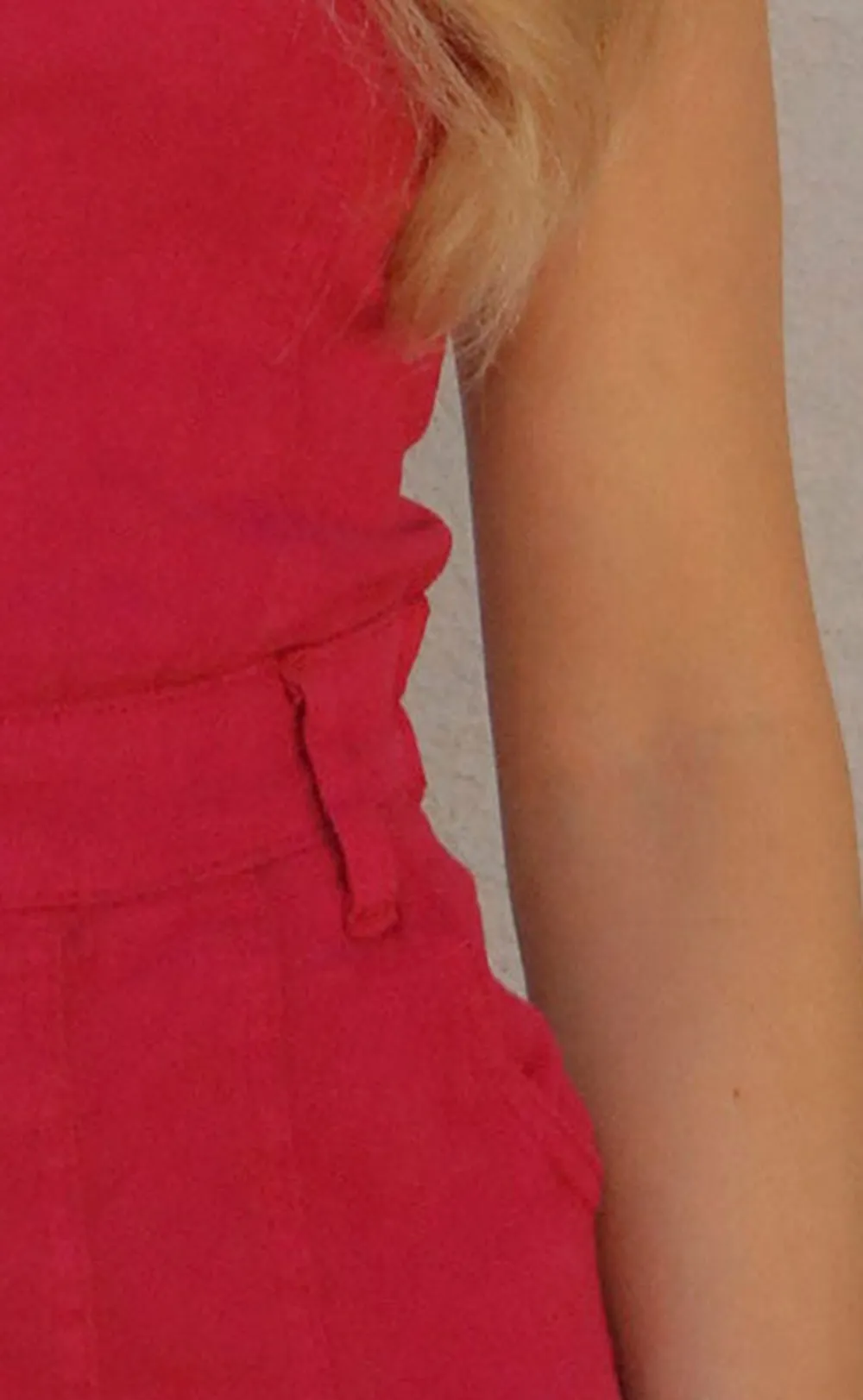 Red Strapless Pleated Mini Dress