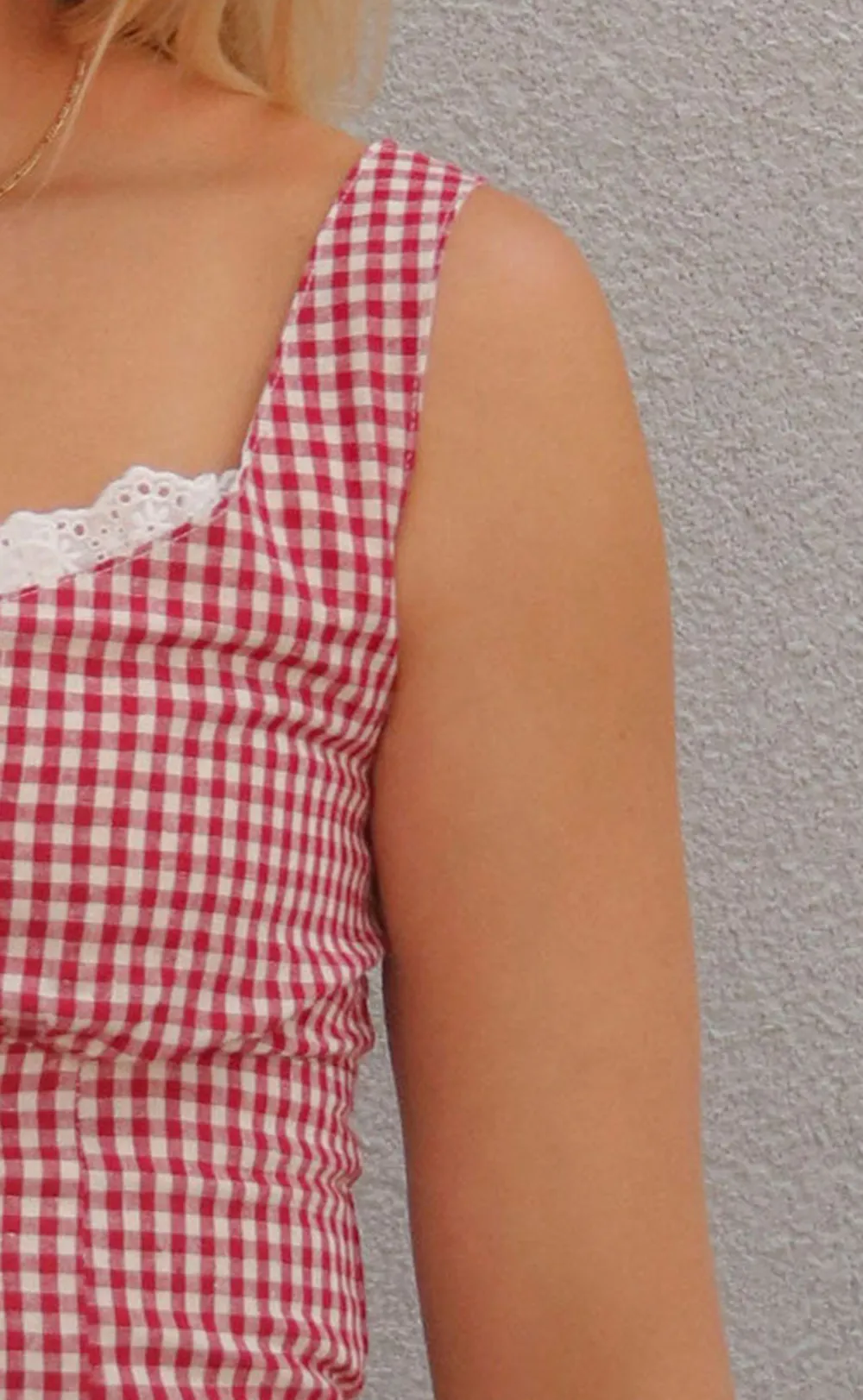 Gingham Ruffled Crop Top and Skirt Set