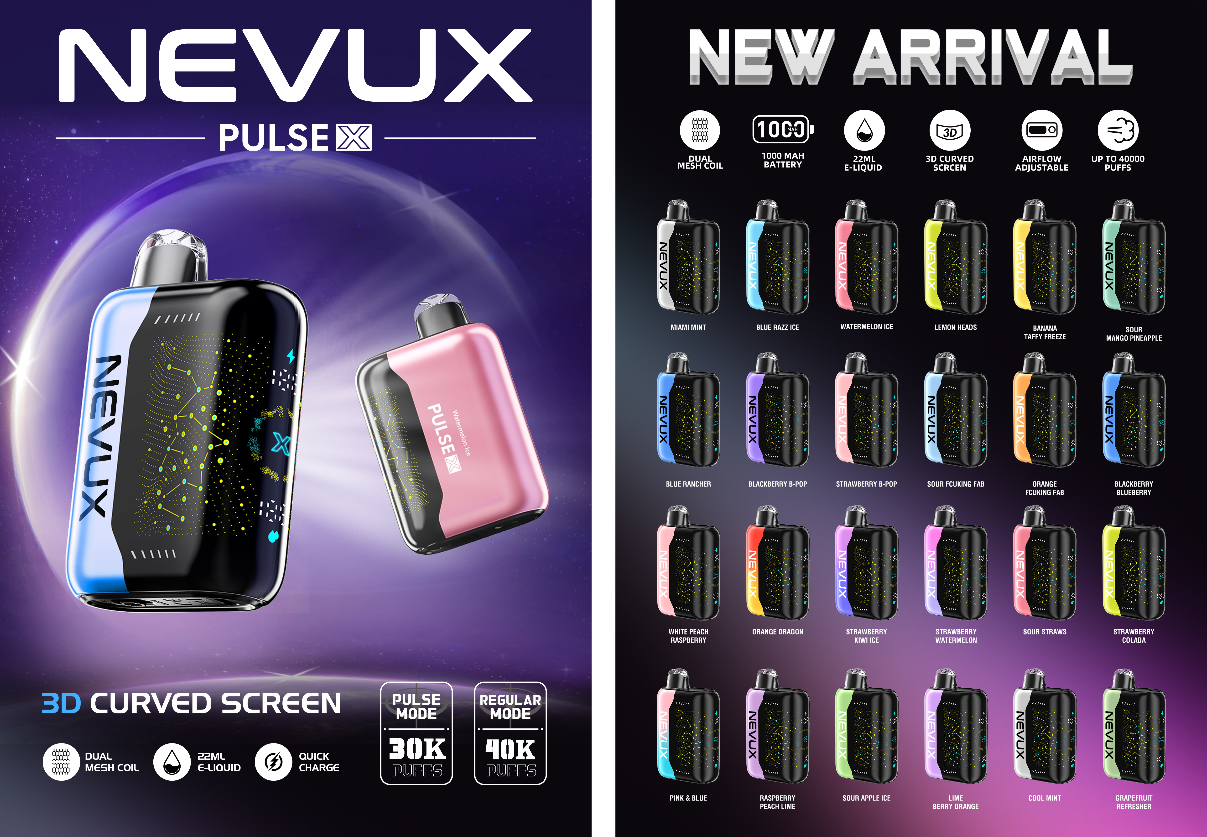 NEVUX Pulse Power Super Boost Disposable Vape | 40K/30K Puffs & Star UI Design - NevuxVape