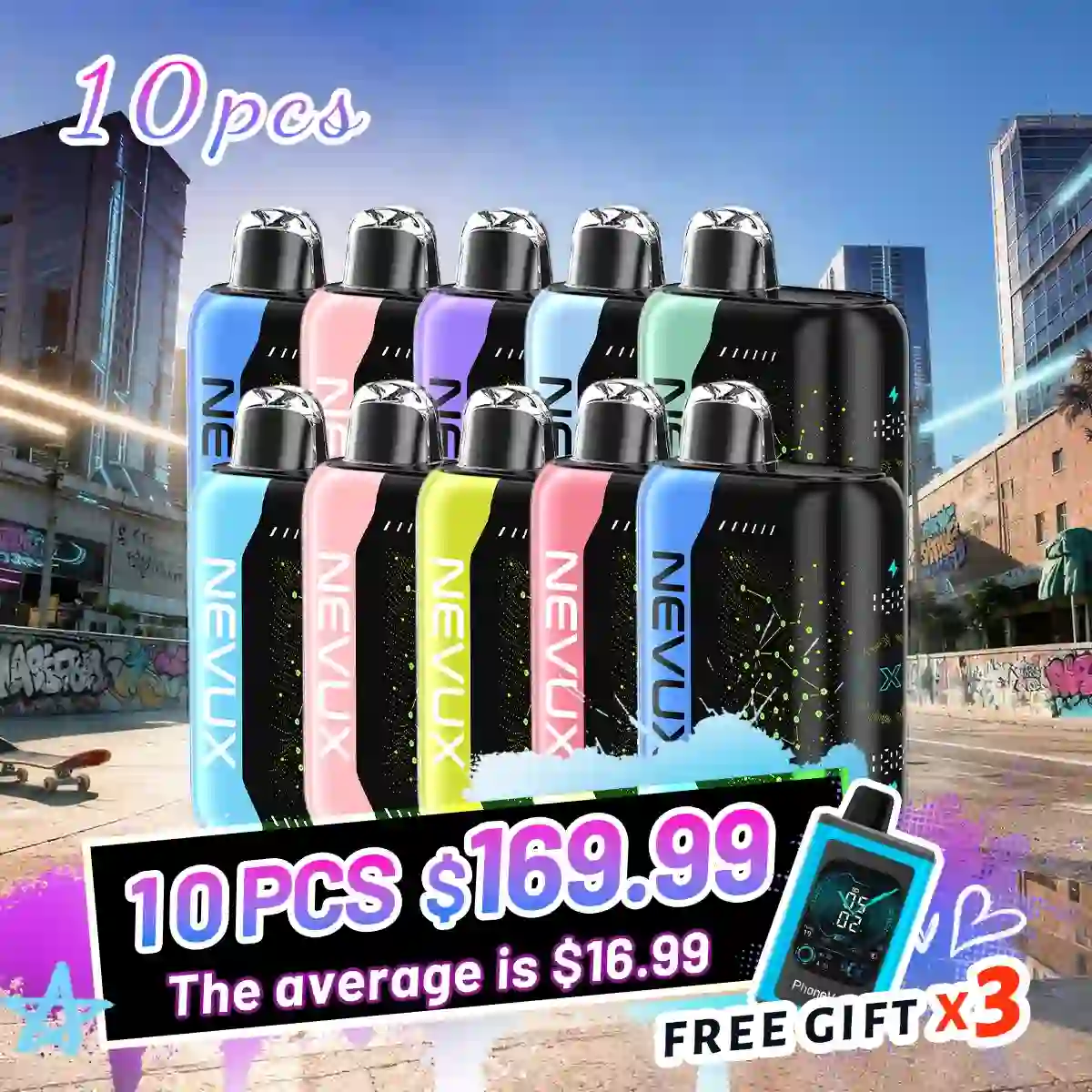 10-pack NEVUX 40K combo set includes 3 JNR Phones - Nevux Vape