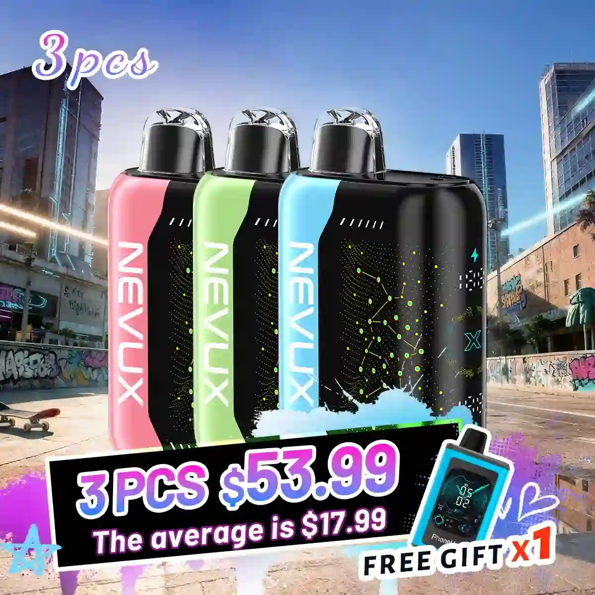 3-pack NEVUX 40K combo set includes 1 JNR Phones - Nevux Vape