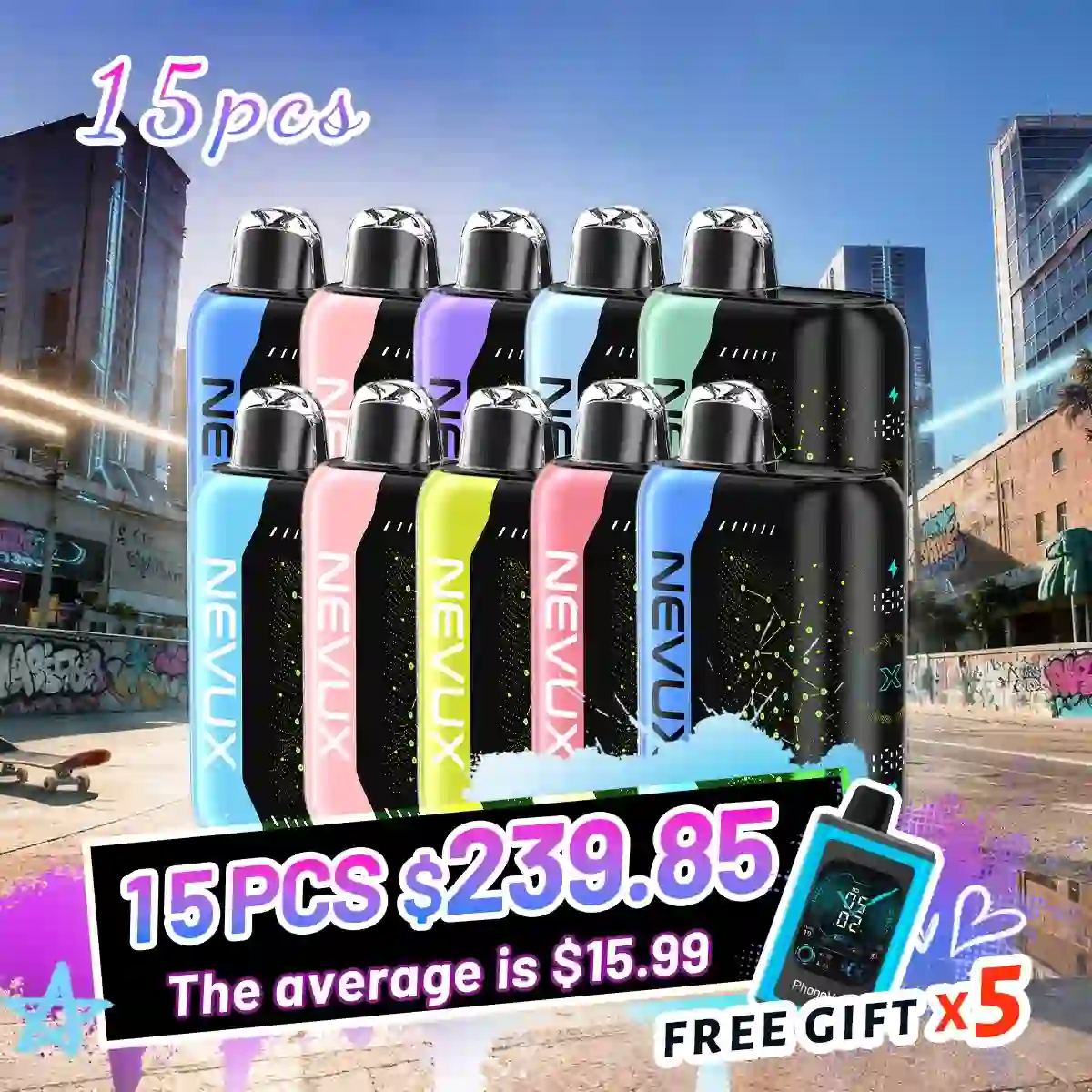 15-pack NEVUX 40K combo set includes 5 JNR Phones - Nevux Vape