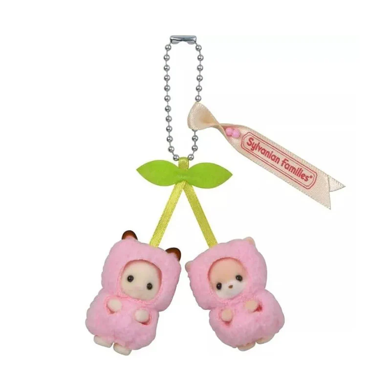 Sylvanian Families Chocolate Rabbit & Fennec Baby Cherry Keychain