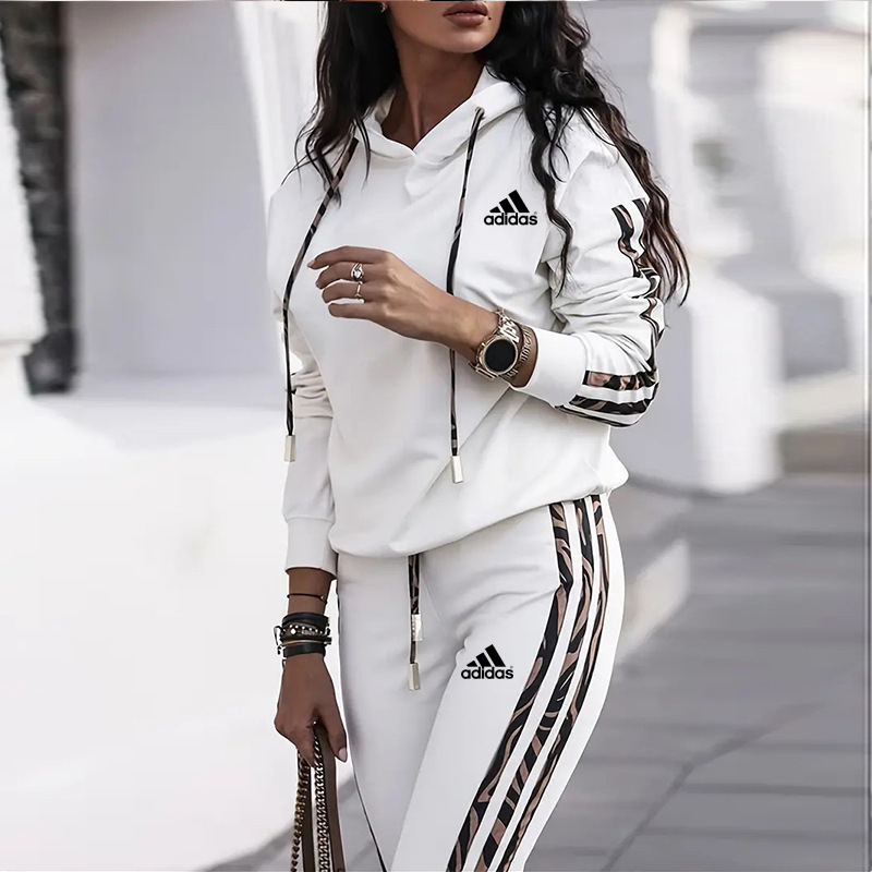 Adidas® Sports Fashion Striped Hoodie (Sportowa bluza z kapturem + Spodnie do biegania)