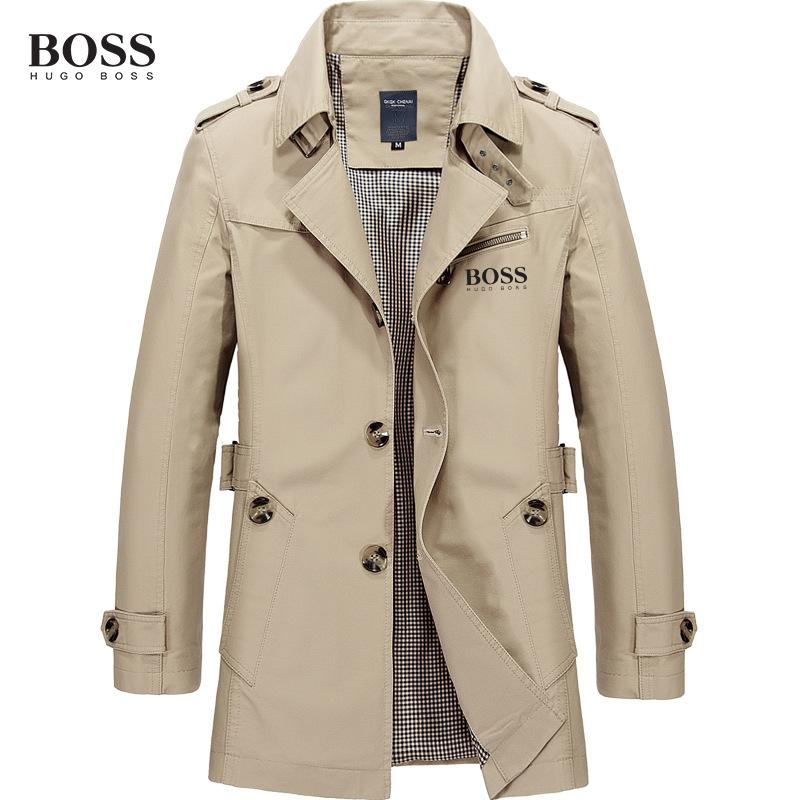 Men's Classic Trench Coat with Pocket