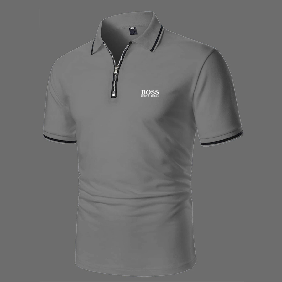 Men's Casual Short Sleeve Zip Lapel POLO Shirt