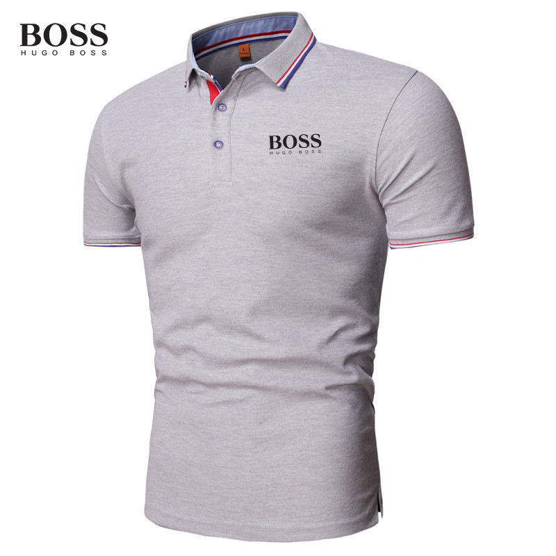 Shirt Men Button Stand Collar Short Sleeve Polo Shirts