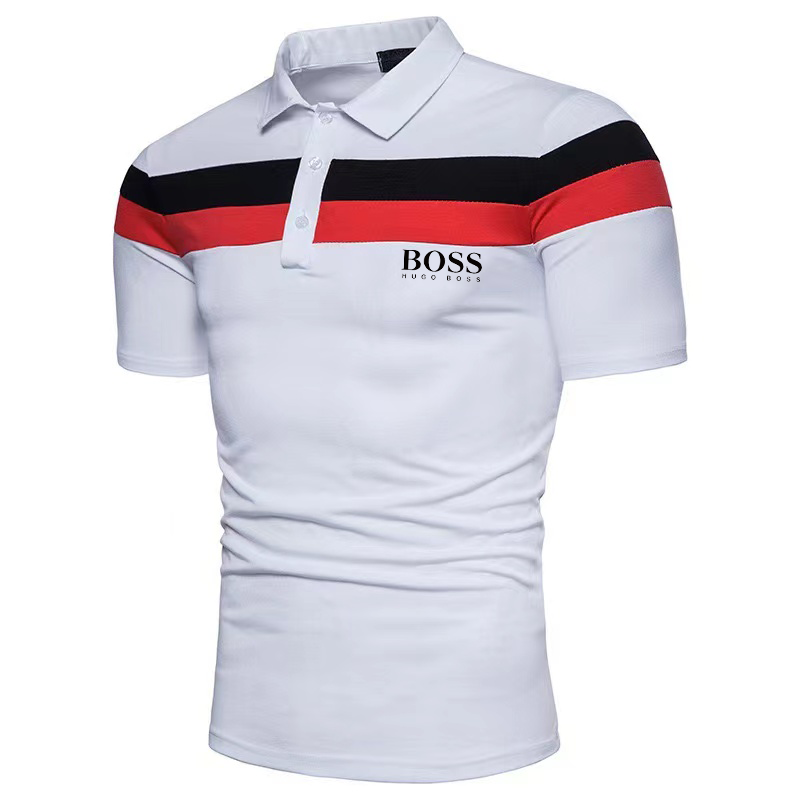 Men's Casual Color Block Short Sleeve Polo Shirt