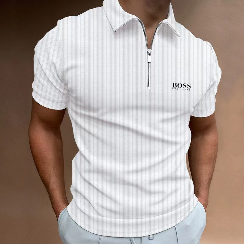Men's pure cotton casual short-sleeved polo shirt