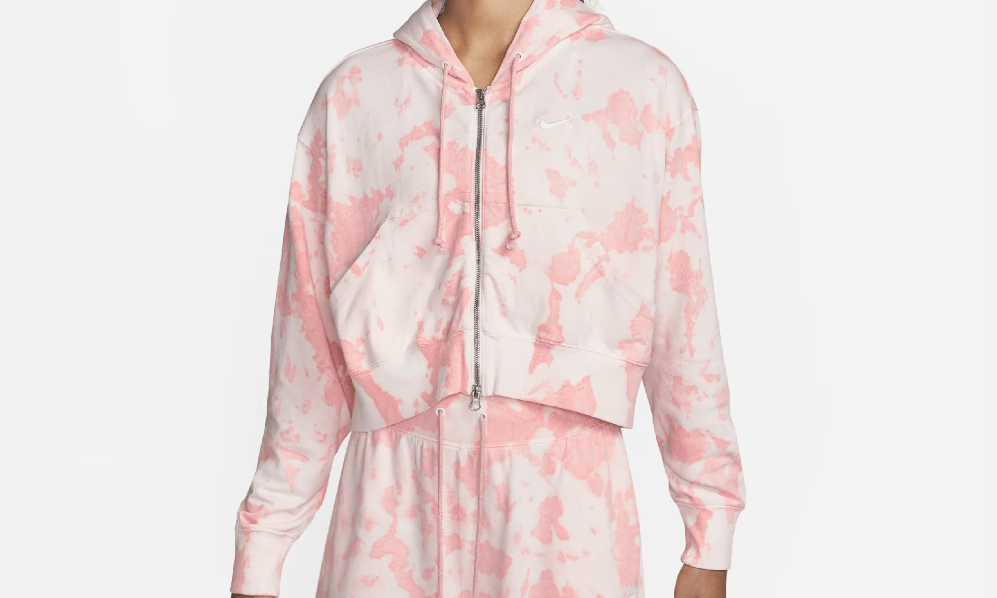 Full-zip Jersey Cloud-dye Hoodie Womens Style 