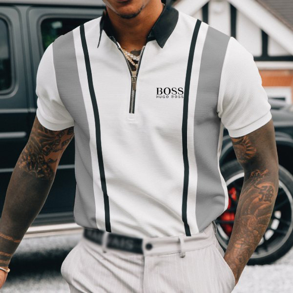 Pre-sale Men's Zip Casual Short Sleeve POLO Shirt