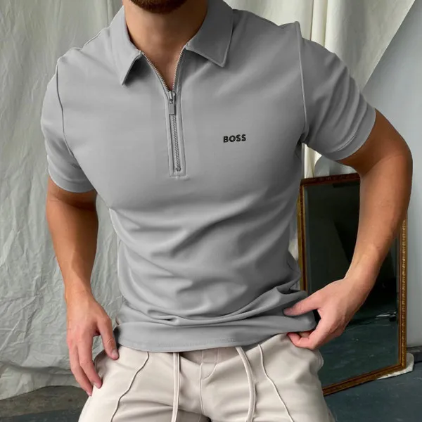 Men's casual loose short-sleeved polo shirt