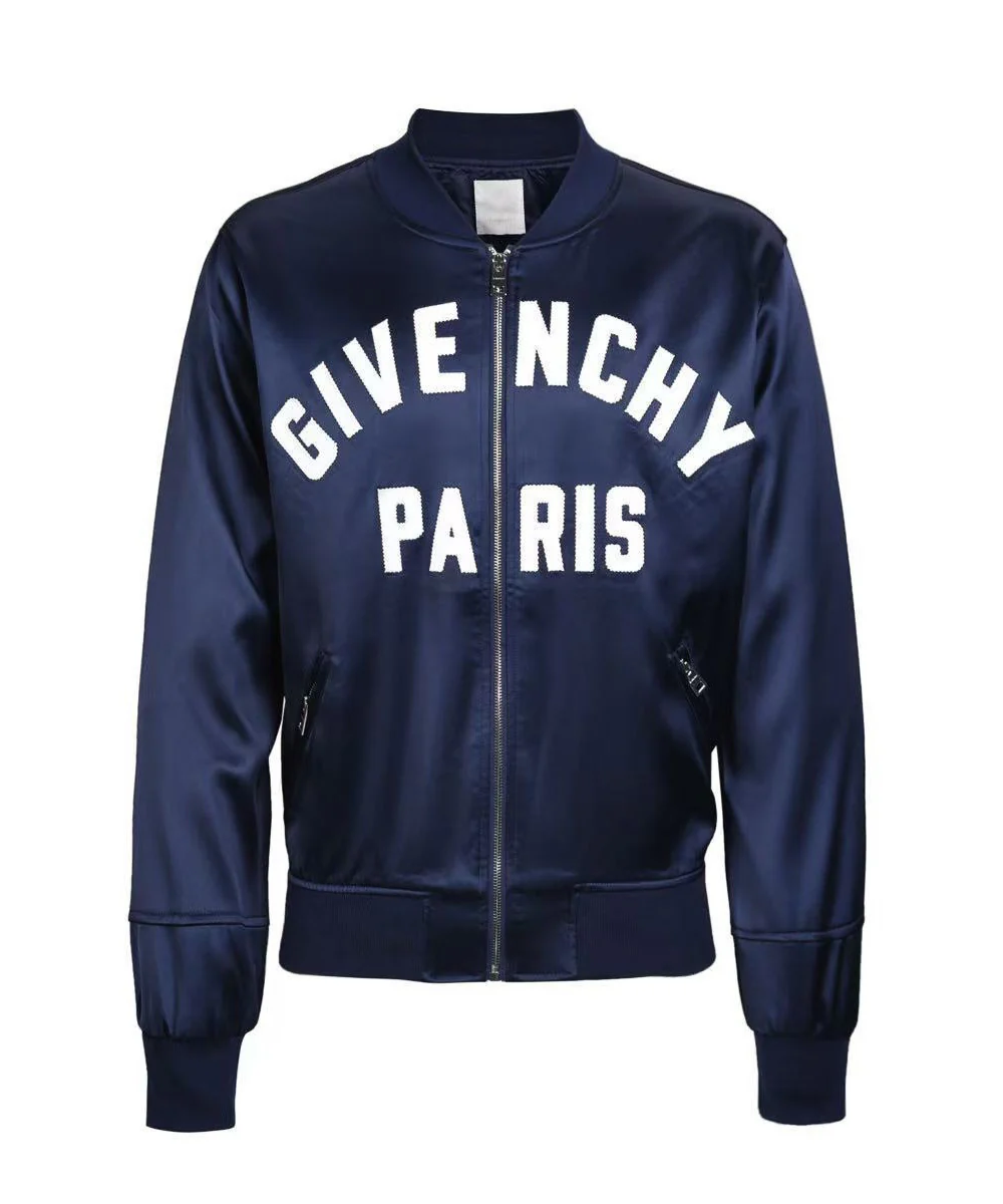 Paris Embroidered Satin Bomber Jacket