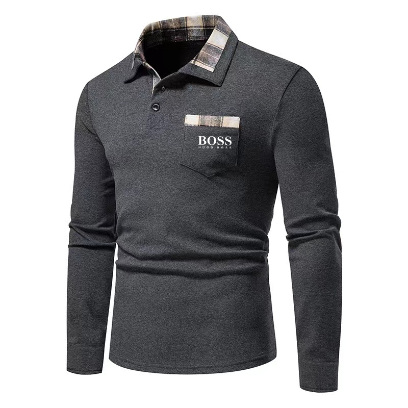Men's Casual Long Sleeve Polo Shirt