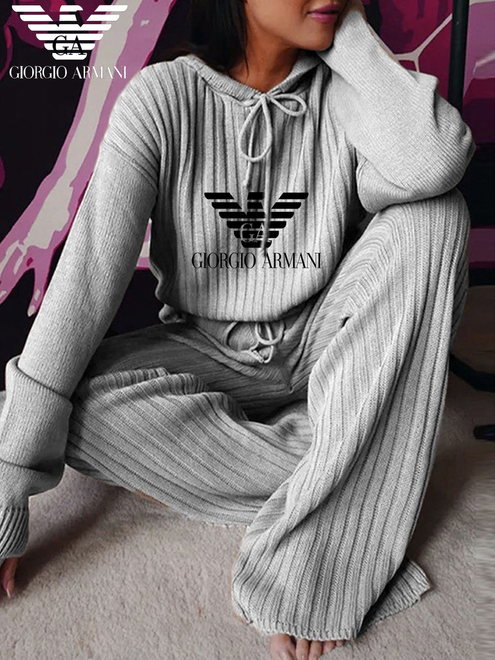 Jarný jesenný ležérny oblek s dlhým rukávom a kapucňou