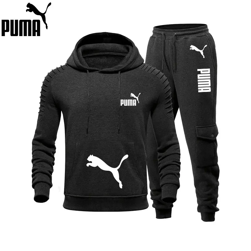 Kurtka z kapturem i ociepleniem w najnowszym stylu 2025 + spodnie dresowe Puma® dla mężczyzn