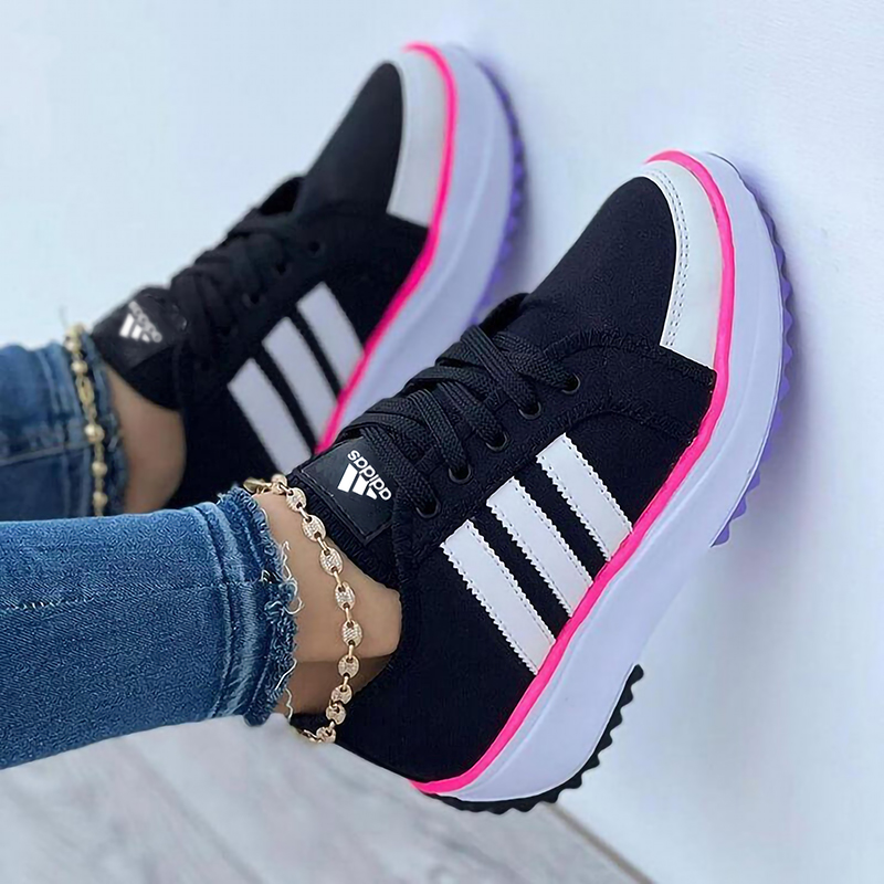 2025 Women's Fashion Color Blocking Lace-up Platform Sneakers
