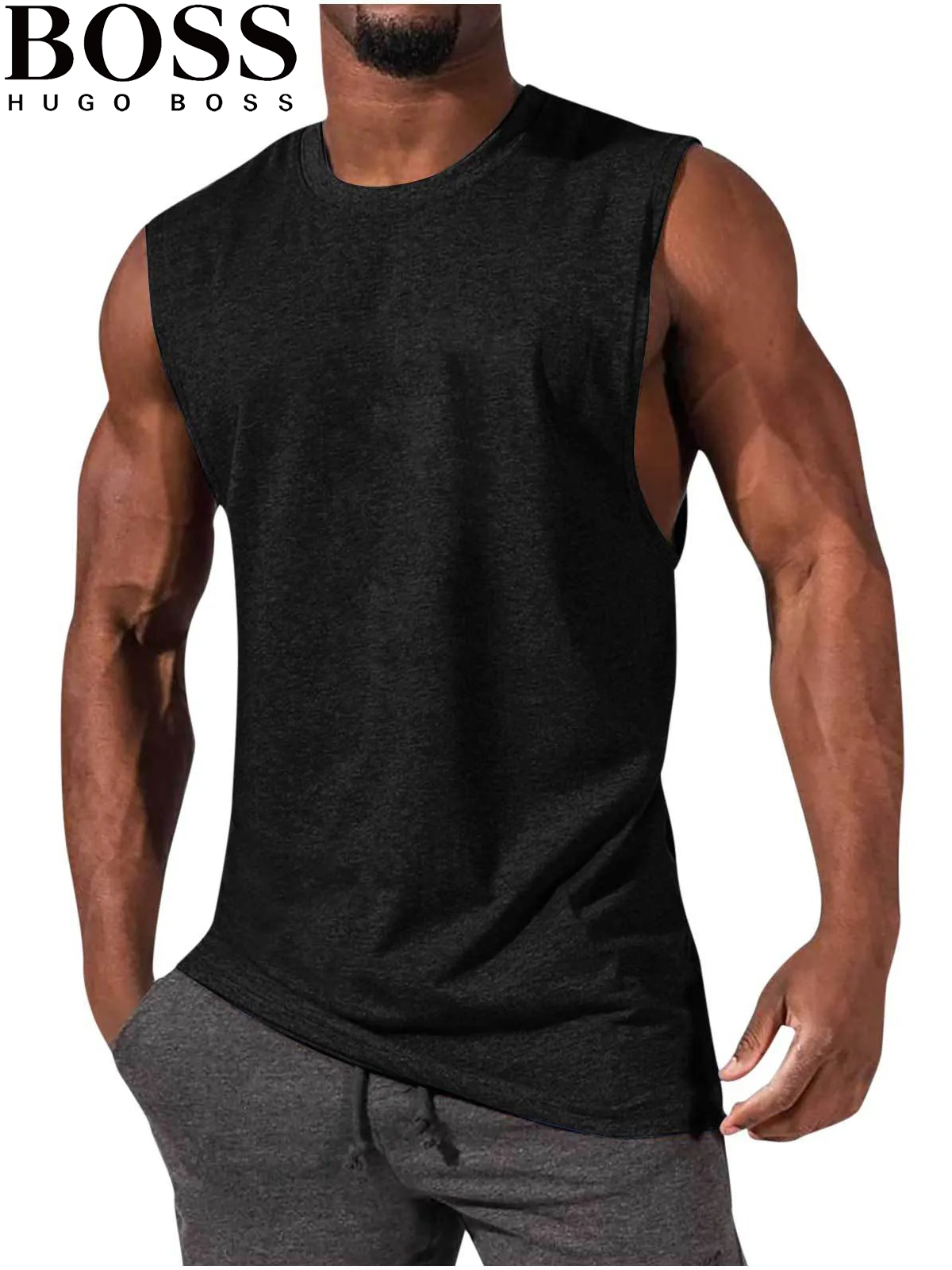 Men's T-Shirt Muscle Man Athletic Rambler Solid Color Top Sleeveless T-Shirt