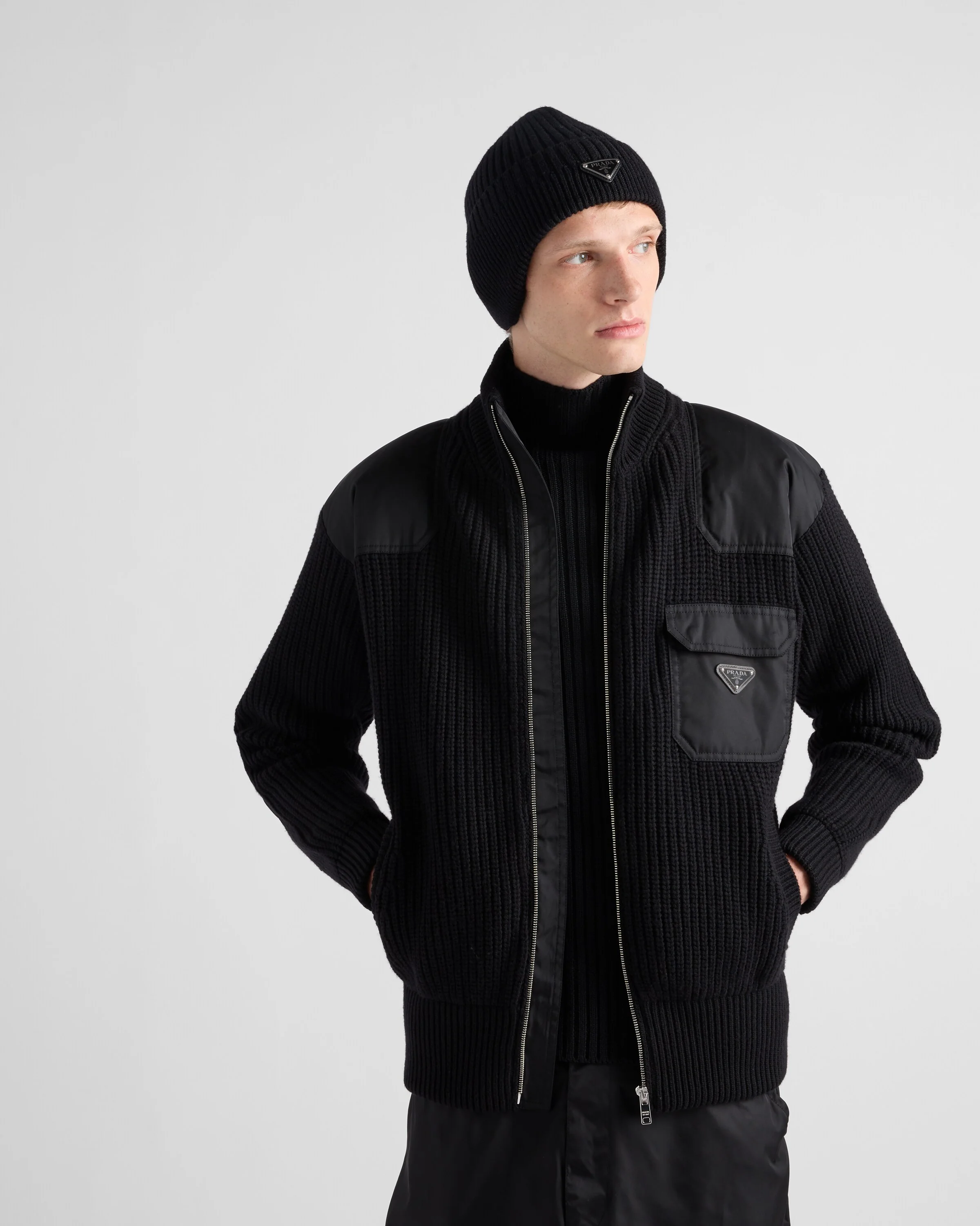 Prada Technical Zip-Up Knit Jacket