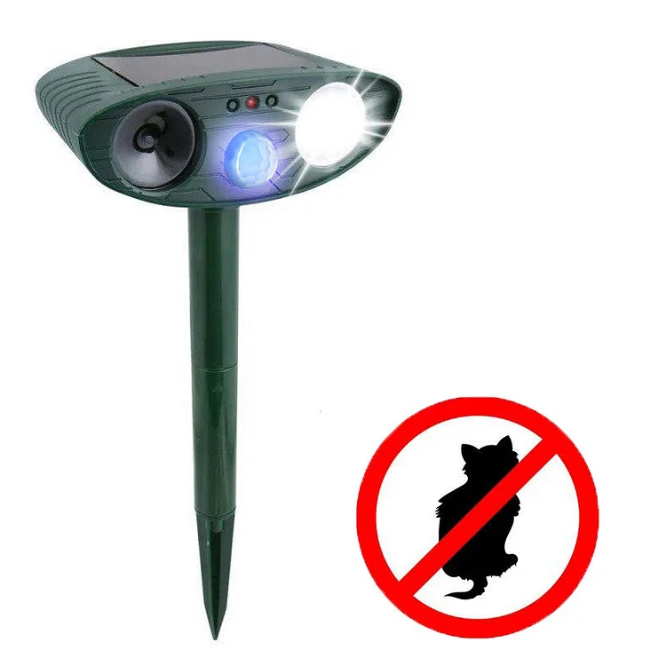 Cat Outdoor Deterrent Ultrasonic Repeller - Solar Powered Ultrasonic Animal & Pest Repellant